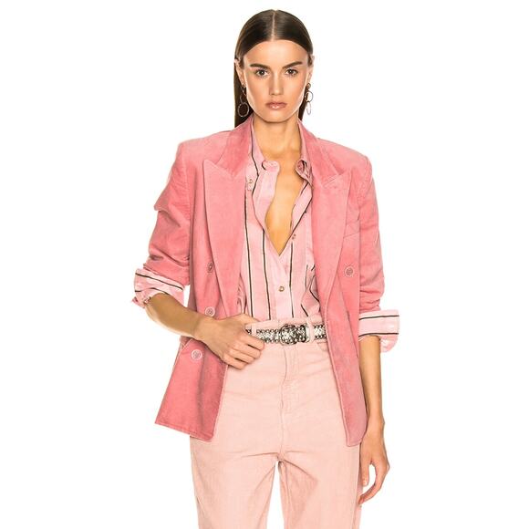 Isabel Marant Alsey Blazer Powder Pink Velvet Jacket Size Small Oversized - Picture 1 of 16